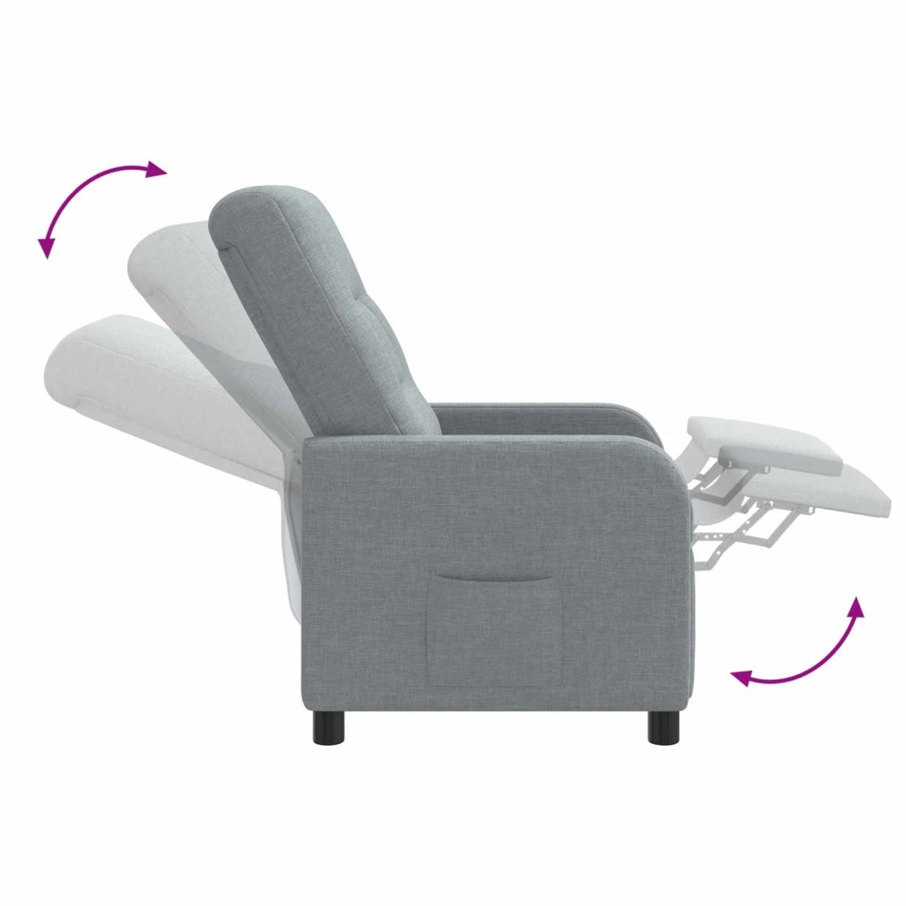 Divano Sedia-Poltrona reclinabile Grigio Chiaro Tessuto 805667