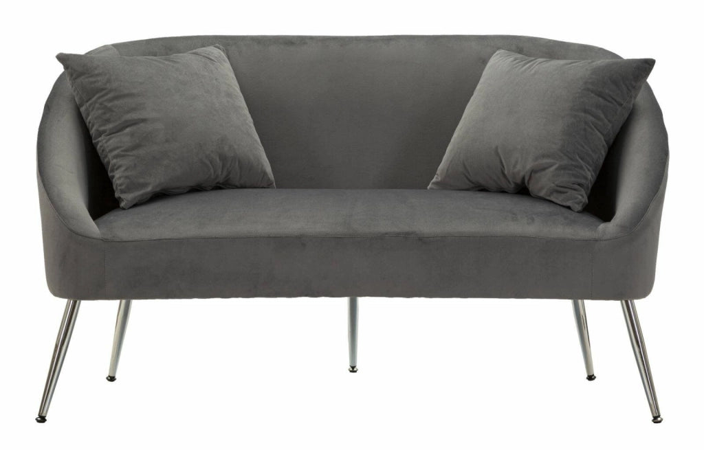 Divano fisso 2 posti Pittari, Sofà dritto, Divanetto per salotto, Poltrona matrimoniale, 137x69 h79 cm, Grigio e Argento