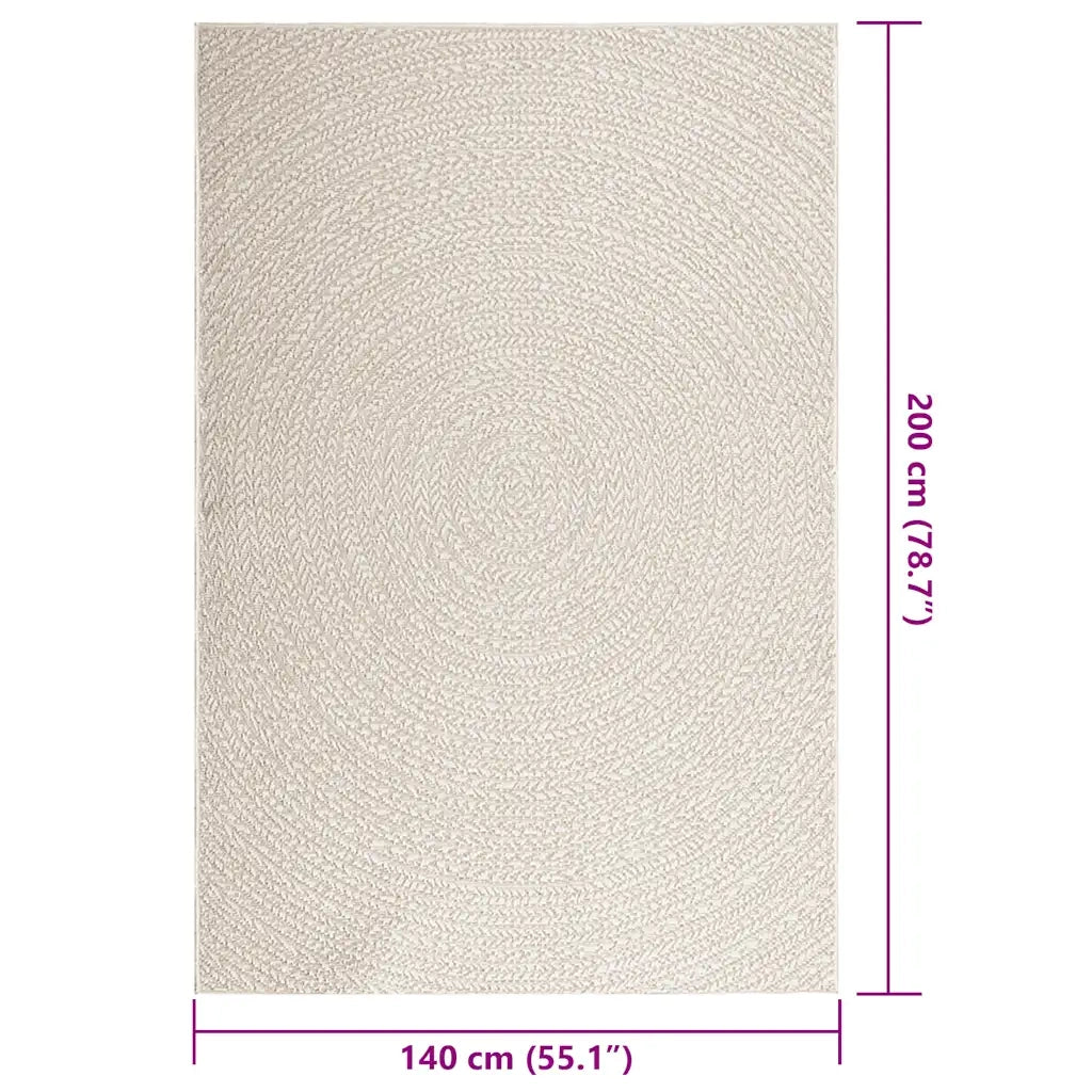 Tappeto del soggiorno | Tappeto ZIZUR Crema 140x200 cm Aspetto Iuta Interni ed Esterni