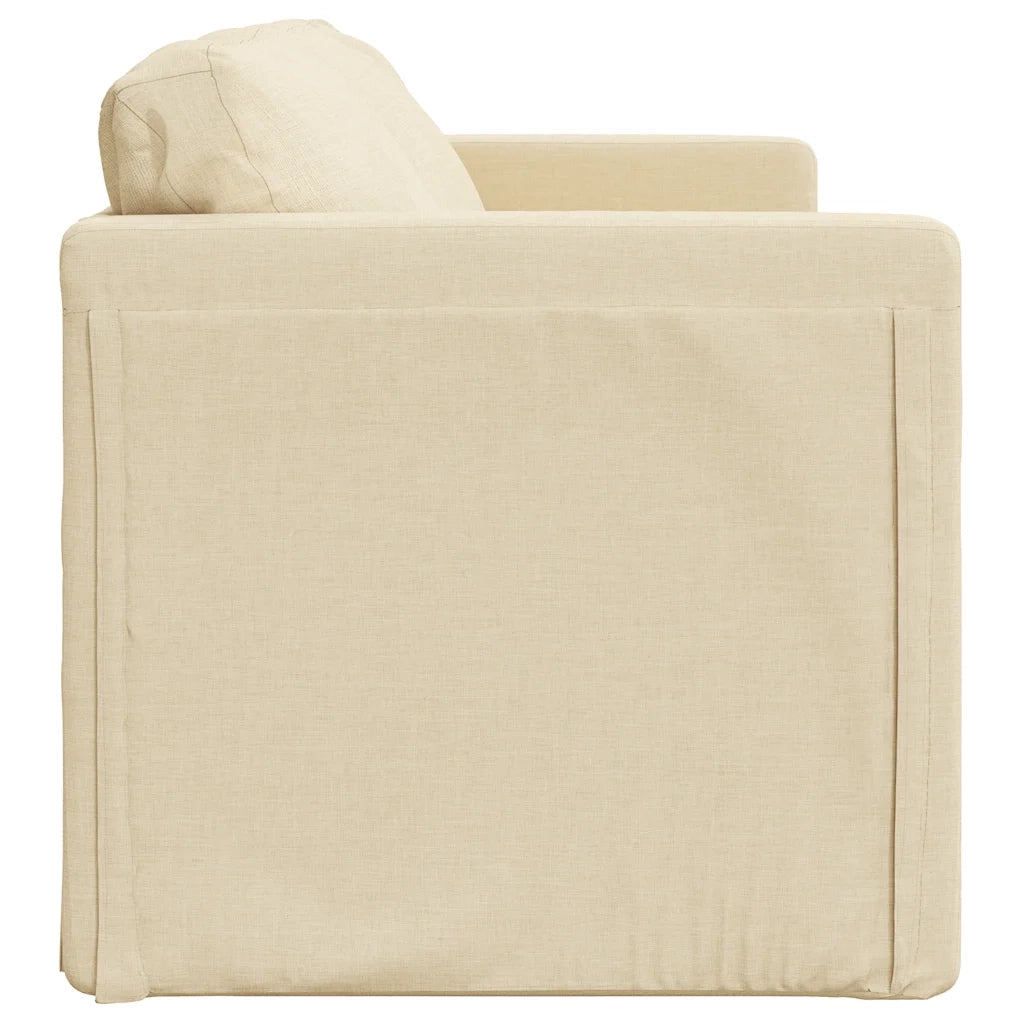 Divano Letto da Terra 2 in 1-Sofa Letto-Daybed Crema 112x174x55 cm Tessuto