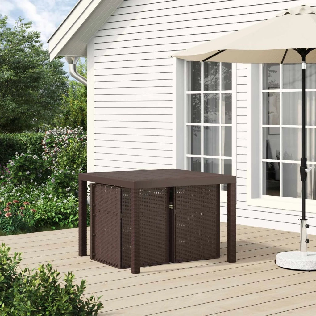 Set da Pranzo per Giardino con cuscino 3 pcs Marrone e Crema PP