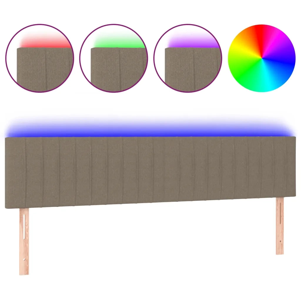 Testiera a LED-Testata con LED Tortora 180x5x78/88 cm in Tessuto 275071