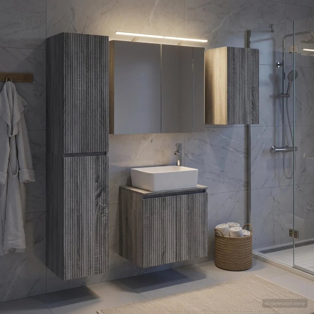 Set di Armadi da Bagno 5 pcs Sonoma grigio 50 x 14,5 x 70 cm 3407316