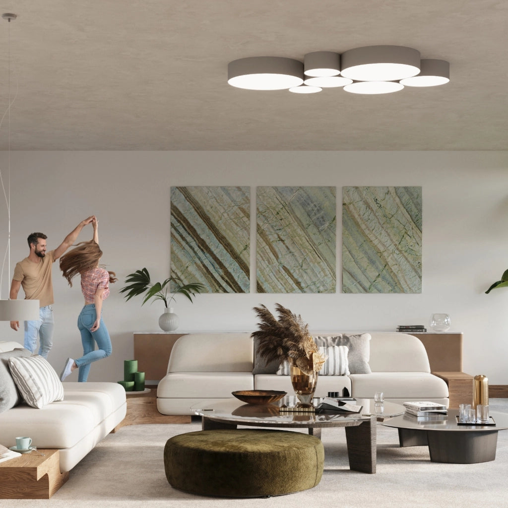 Lampada da soffitto di design arancione spagnolo ARENA Grigio 3x E27 LED 45cm