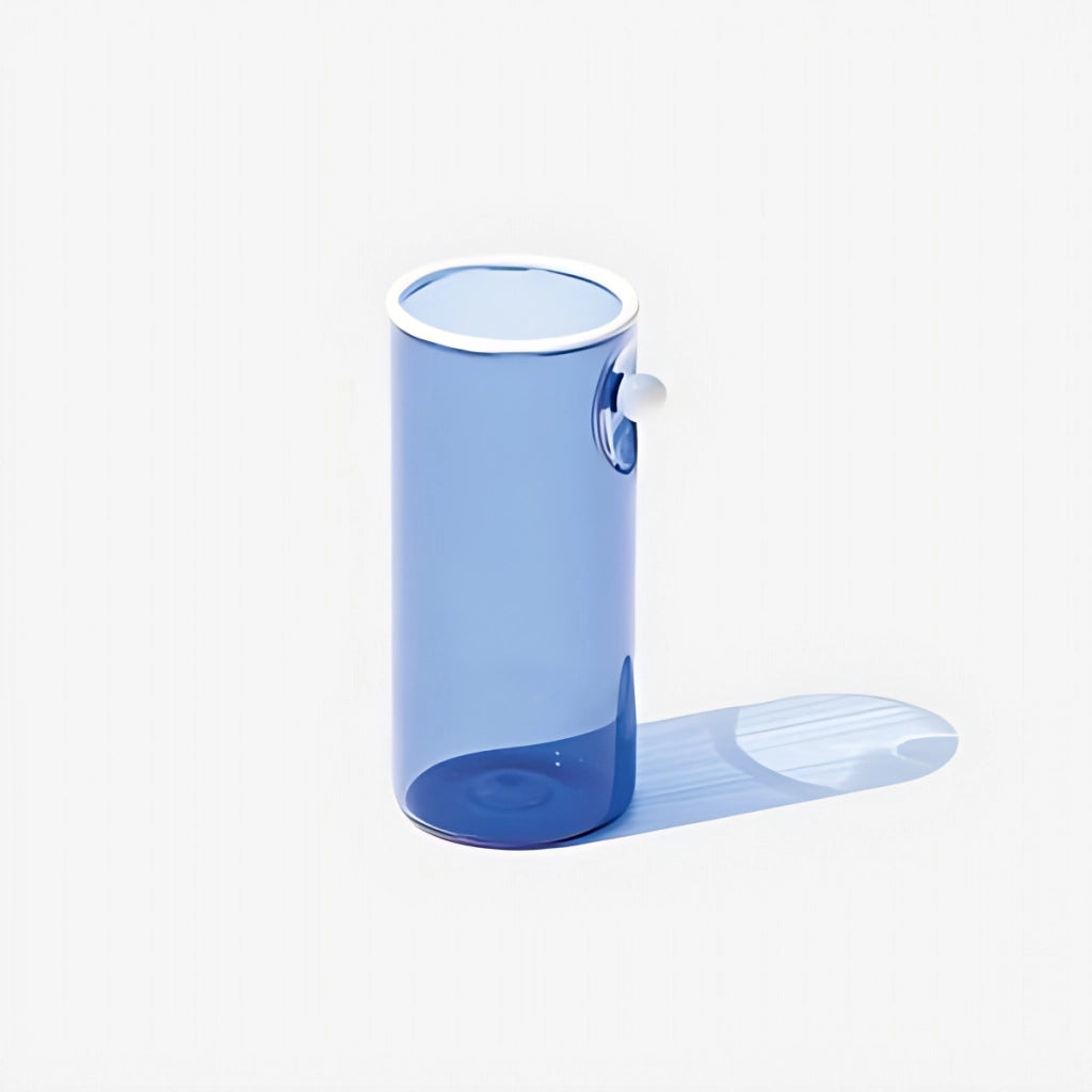 Zafferano Set 4 Tumbler Alti Oyster Blu in Vetro Borosilicato Soffiato a Mano con Perla in Vetro Opaco Bianco per Cocktail e Bevande Eleganti