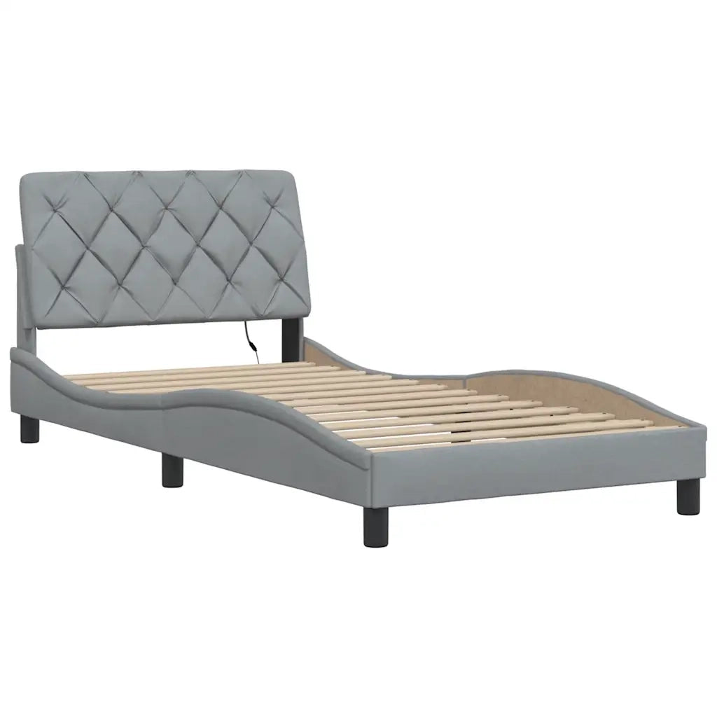 Giroletto con LED senza Materasso-Struttura Letto Grigio Chiaro 100x200 cm