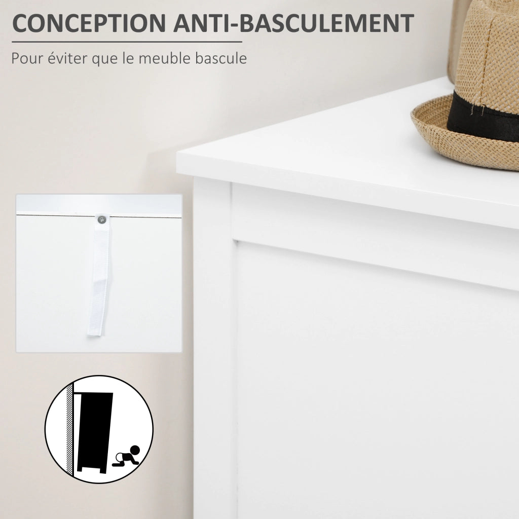Scarpiera con 2 ante e cassetto effetto cannage ¨C zephmum ¨C bianco 80x35x110 cm