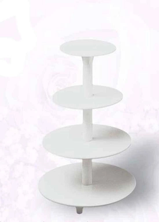 Alzata Patisserie per dolci 4 piani Bianco 20 + 25 + 30 + 34 cm