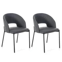 E-STYLO Sedia in tessuto grigio scuro con gambe in metallo antracite, imbottita, 52cm X 55.5cm H. 78.5cm.