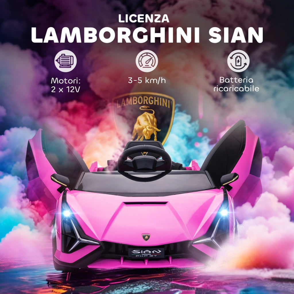 Macchina Elettrica per Bambini Lamborghini 12V ¨C zephmum ¨C Rosa con Telecomando