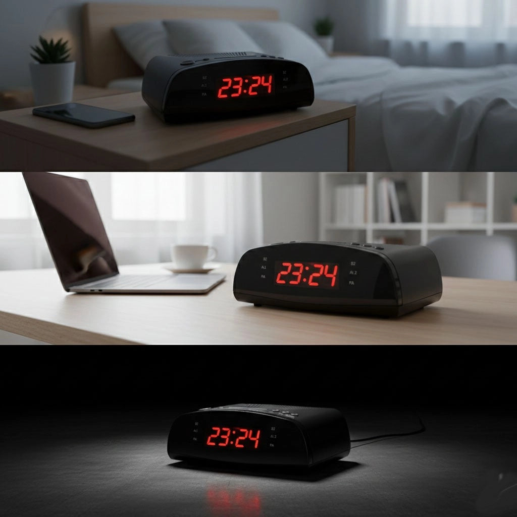 RADIO SVEGLIA DIGITALE DISPLAY LED RADIOSVEGLIA COMODINO FM 20 STAZIONI CR9905