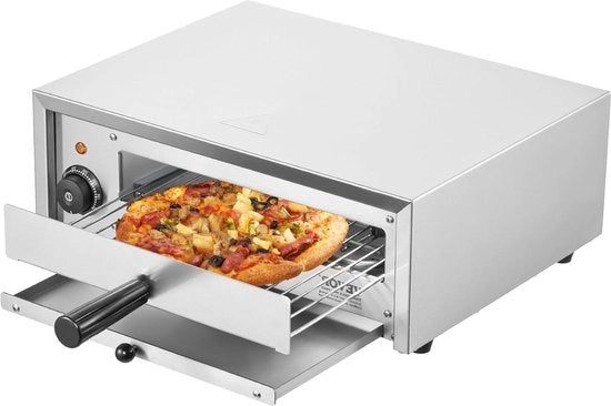 Forno elettrico per pizza 30 cm, potenza 1500 W, gamma di temperatura 50-350 °C, costruzione in acciaio inossidabile e facile da pulire - per uso commerciale e ristoranti.