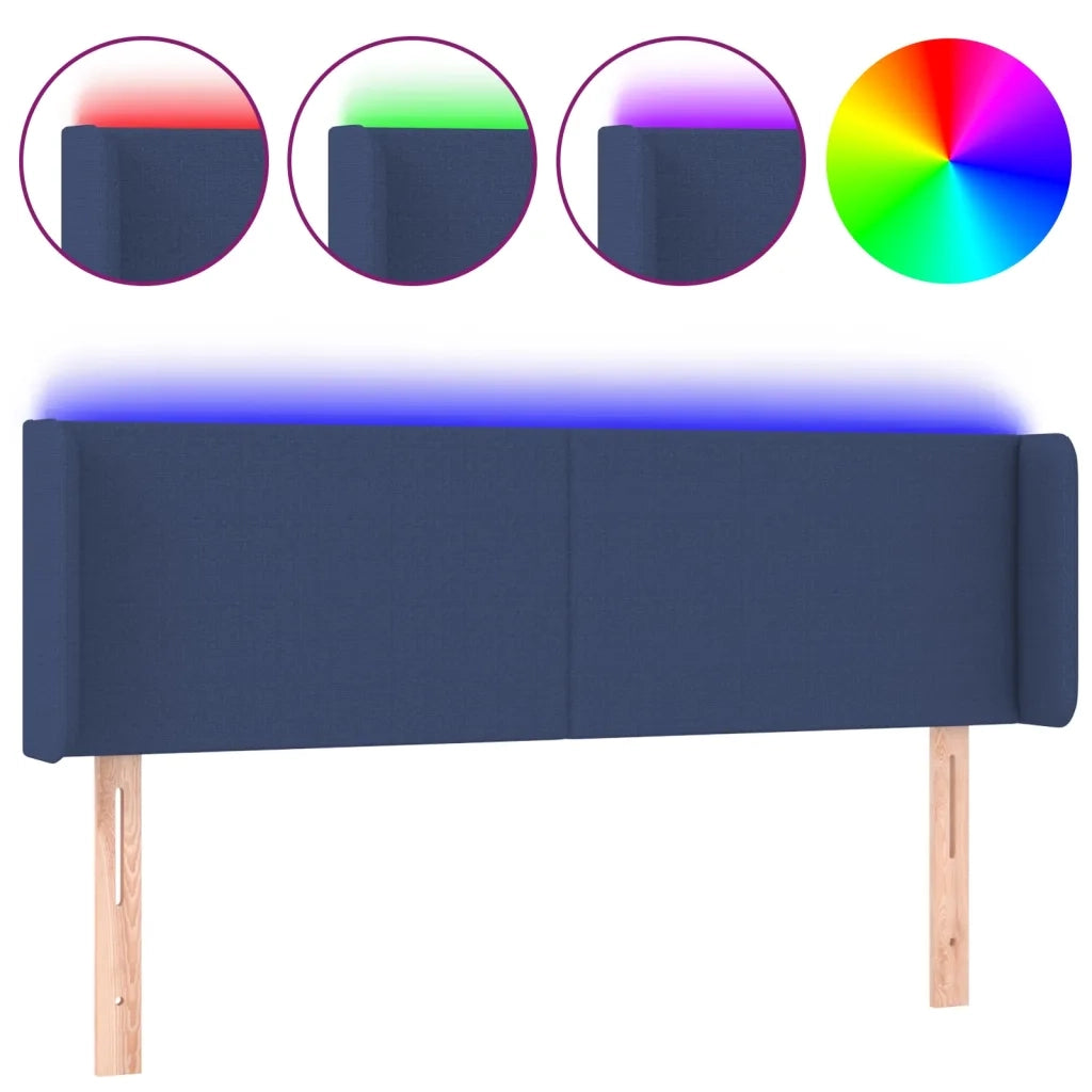 Testiera | Testata a LED Blu 147x16x78/88 cm in Tessuto