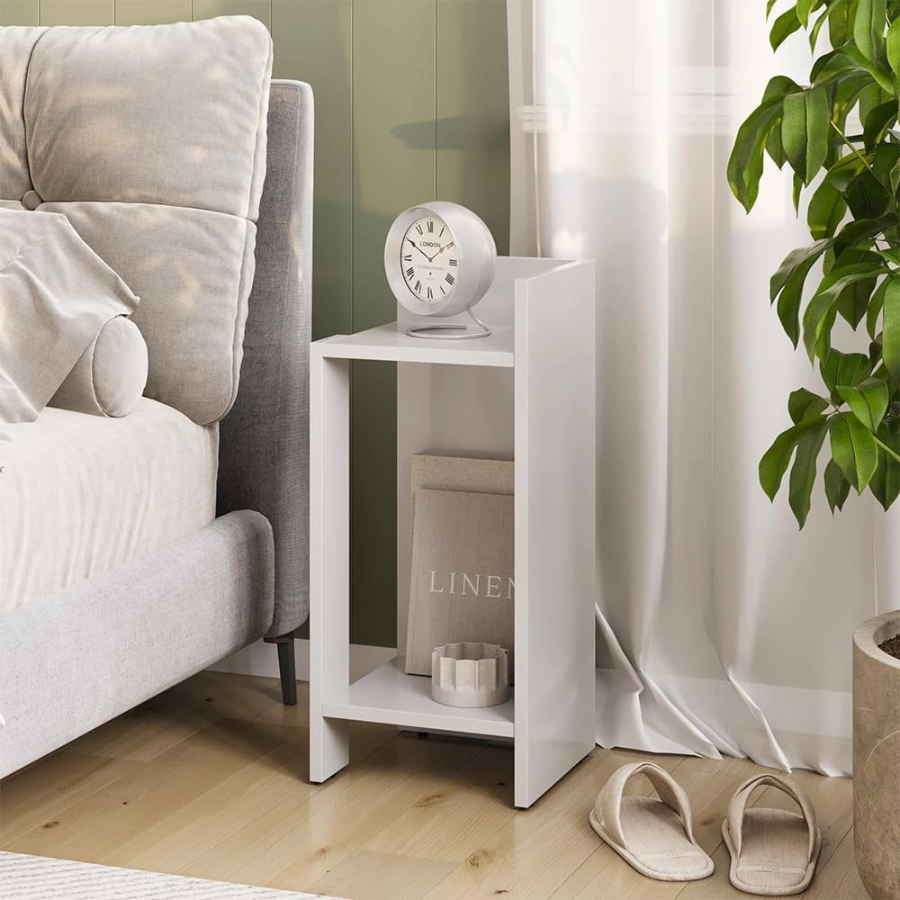 Comodino Lenar, Bianco, 27 x 60 cm Set di 2