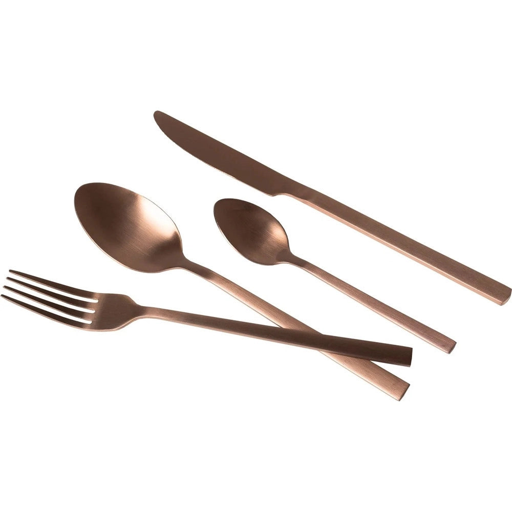 Trade Shop - Set Servizio Di Posate In Acciaio Inox Bronzo Satinato Da 24pz Stile Elegante Raffinato -