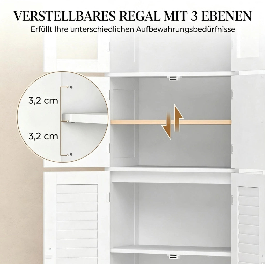 MOBILE BAGNO Autoportante 60x30x170,5 cm MDF Bianco con 6 ante