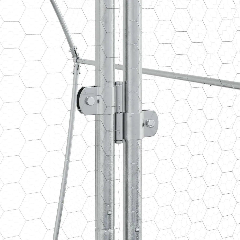 Gabbia per Polli Argento 200x105x182 cm in Acciaio Zincato