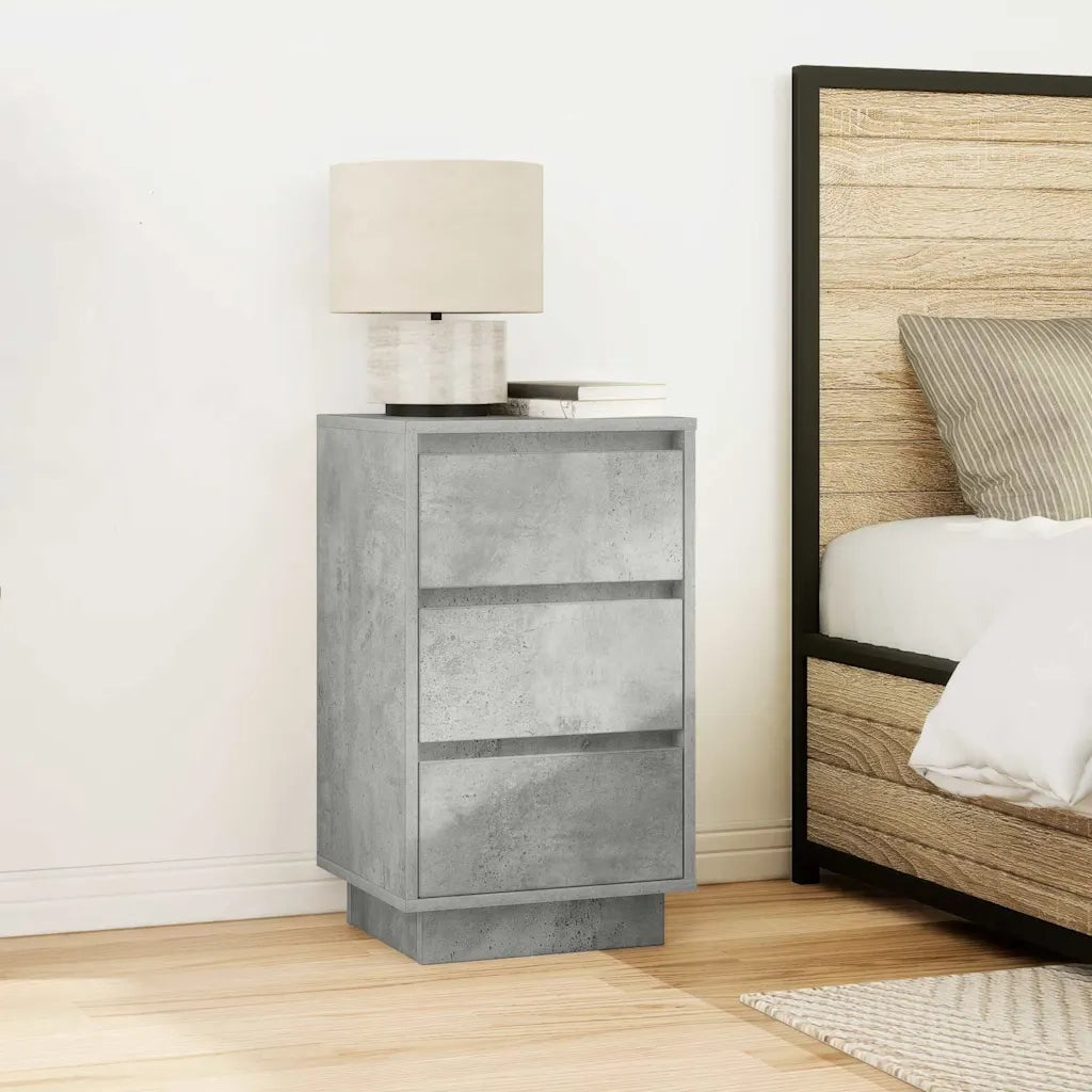 Comodino con Luci LED Grigio Cemento 38x34x65 cm