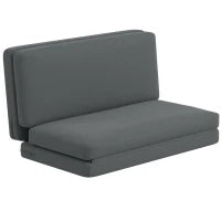 Pouf Pieghevole 3-in-1, Convetibile in Letto, Materasso per Ospiti, 138 cm di Larghezza, Grigio Scuro