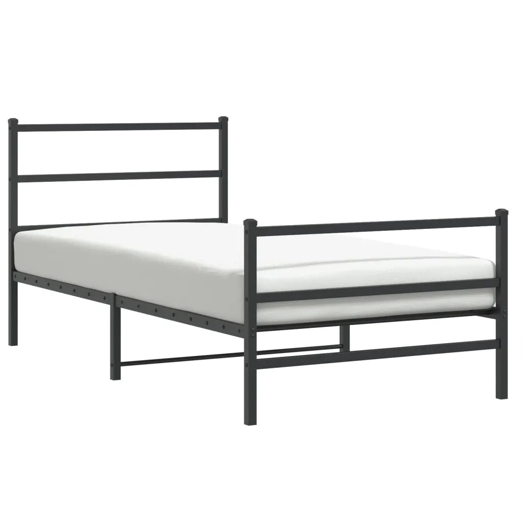 Giroletto con Testiera e Pediera Metallo Nero 100x200 cmcod mxl 116946