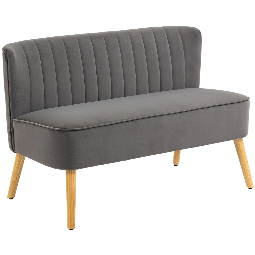 Divano 2 Posti Retrodesign ¨C Zephmum ¨C Legno Grigio Scuro 117x56.5x77