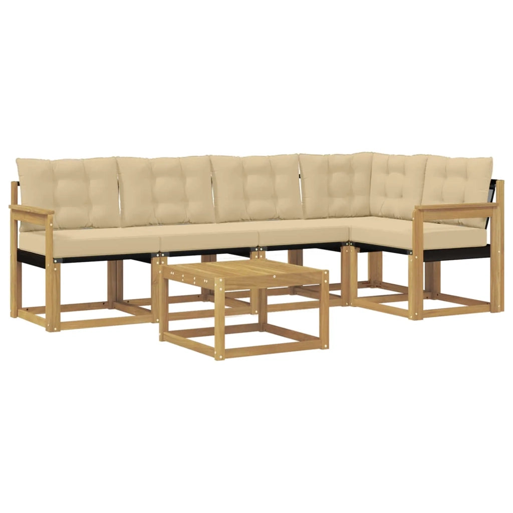 Set di divani da esterno con cuscino 6 pcs Bianco e Beige 3389495