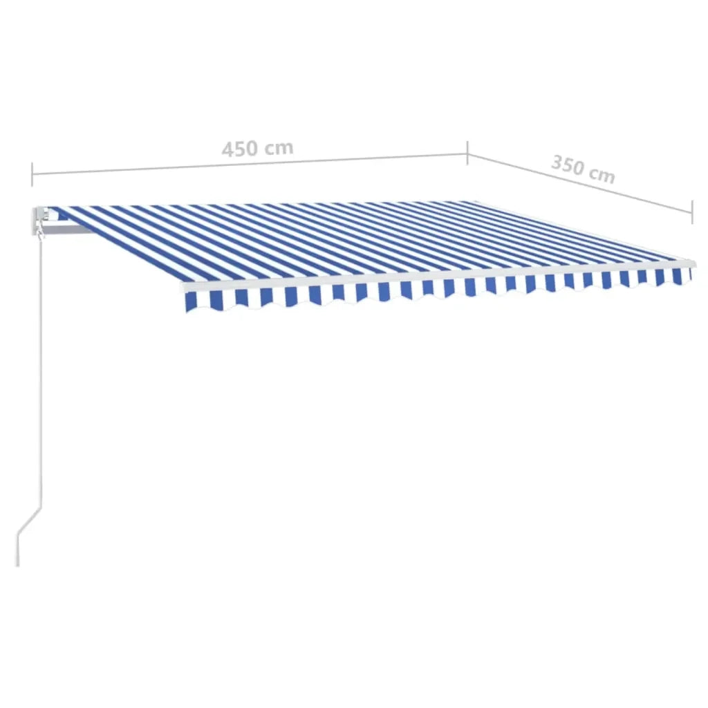 Tenda da Sole Retrattile Manuale 450x350 cm Blu Bianca 3068996