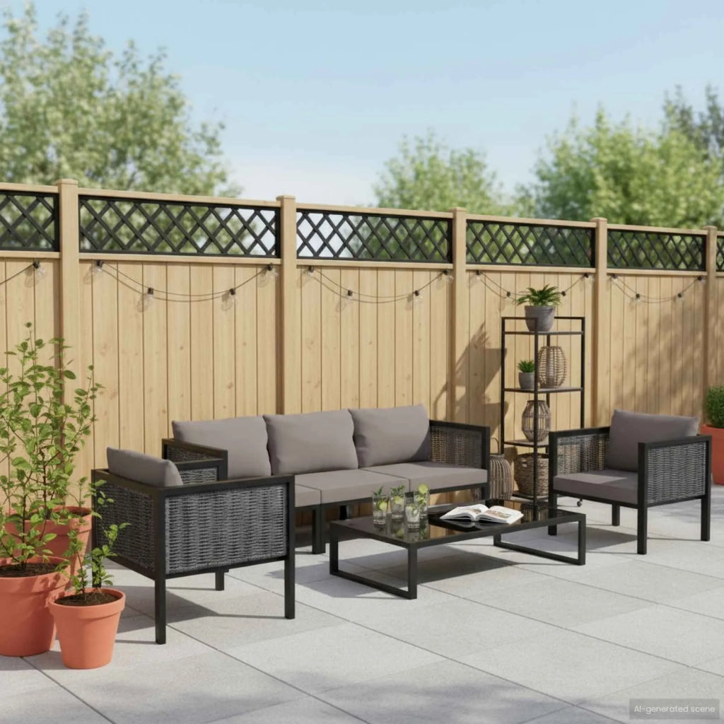 Set Divani da Giardino 6 pz con Cuscini in Polyrattan Antracite 49407