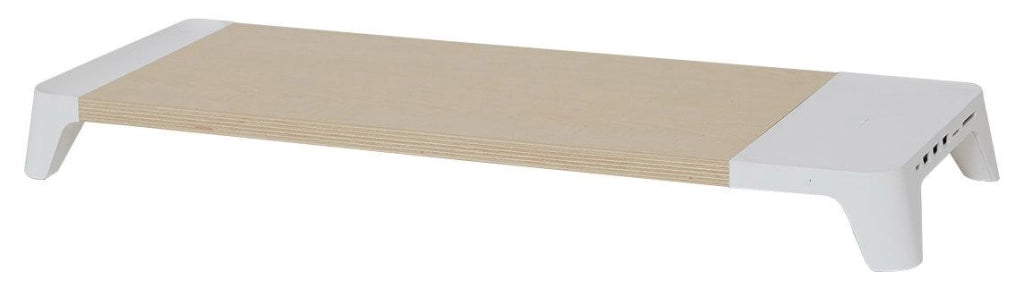 Supporto Monitor da Scrivania 56x20x5,7 cm con Entrata USB e Base di Ricarica Wireless Bianco