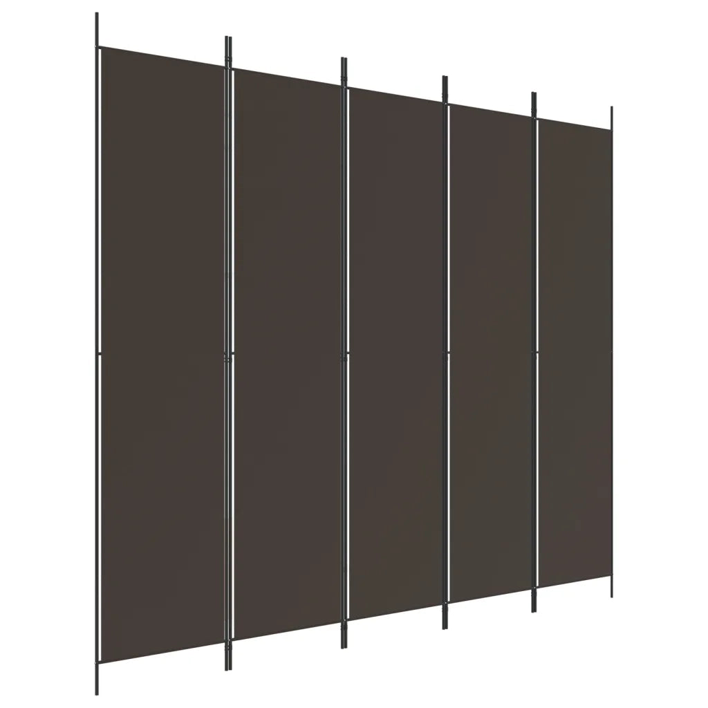 Divisorio a 5 Pannelli Marrone 250x220 cm in Tessuto 350203