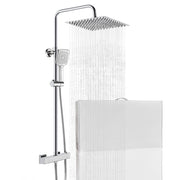 Colonna doccia rotonda completo di miscelatore termostatico rettangolo, soffione quadrato 30x30cm, cromo
