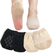4 paia di calze invisibili, calze interne per donne, calze con metà palmo della mano, presa senza cuciture, antiscivolo, protettori di dito nascosti (Nero Cachi)