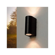 Trade Shop - Applique Da Esterno Cilindro Up&down Lampada Da Parete Giardino 2xgu10 Ip65 Es14 - Nero
