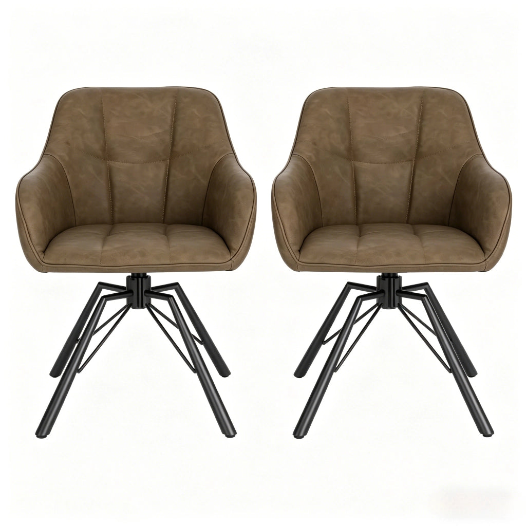 SEDIA Girevole 58,5x82,5x54,5 cm Marrone Set da 2 pezzi