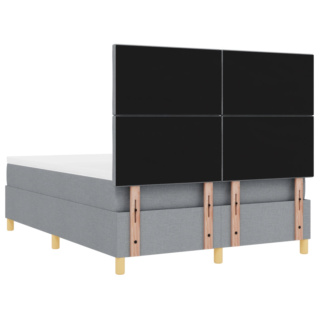 Letto con box spring con materasso & LED Grigio chiaro 160x200 cm Tessuto