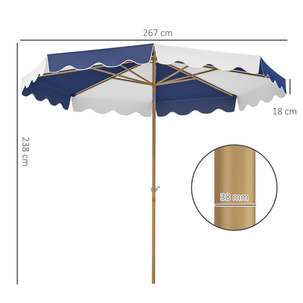 Ombrellone da giardino con protezione UV 50+ e tenda regolabile ¨C zephmum ¨C ?2,67x2,38 m, righe blu e bianco