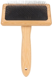 Spazzola per cani con pinze in acciaio inossidabile - Manico ergonomico - Manico in bambù - Spazzola per pulizia - Dimensioni: 13,7 x 20,3 x 5,2 cm - Soffice e efficace