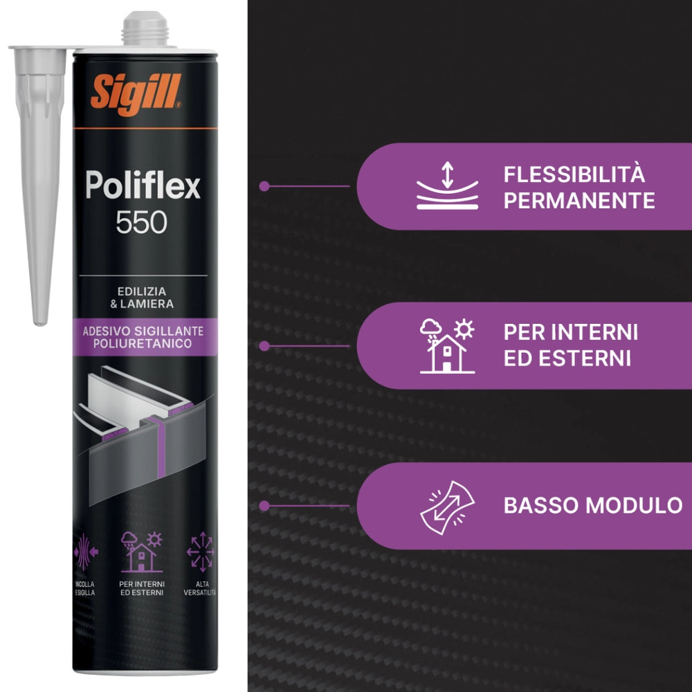 Sigillante elastico poliflex 550 professionale da 310 ml *** colore- grigio, confezione 1