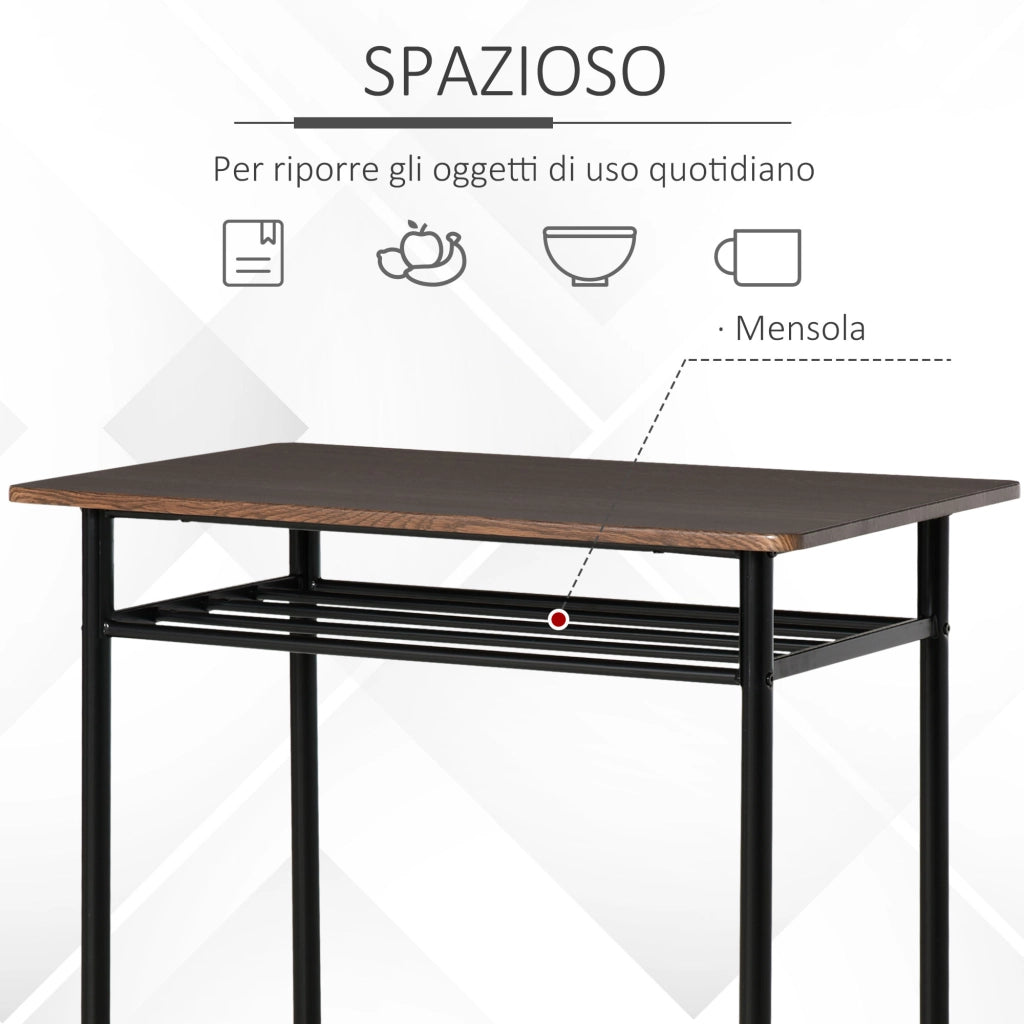 EasyComfort Tavolo Alto con 2 Sgabelli per Cucina, Soggiorno, Bar, Struttura in Acciaio con Poggiapiedi e Mensola
