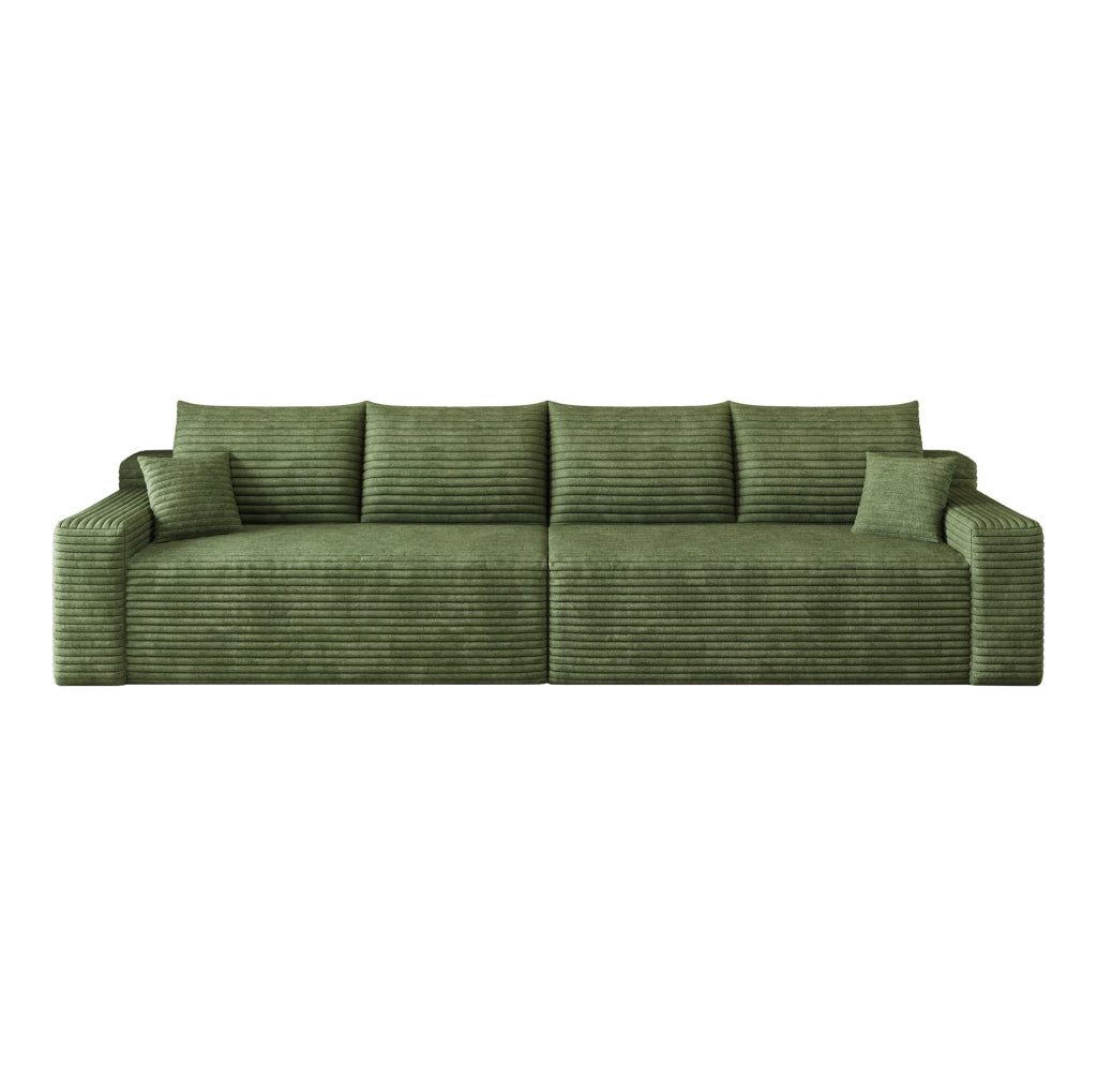 SOFA Modulare 302 cm in tessuto corduroy verde