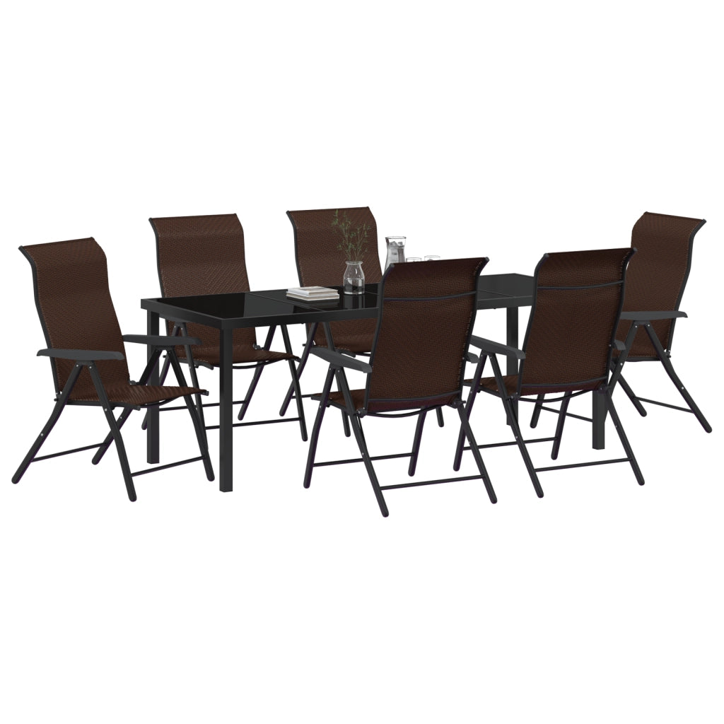 Set da Pranzo da Giardino 7 Pezzi in Rattan Polietilene Marrone
