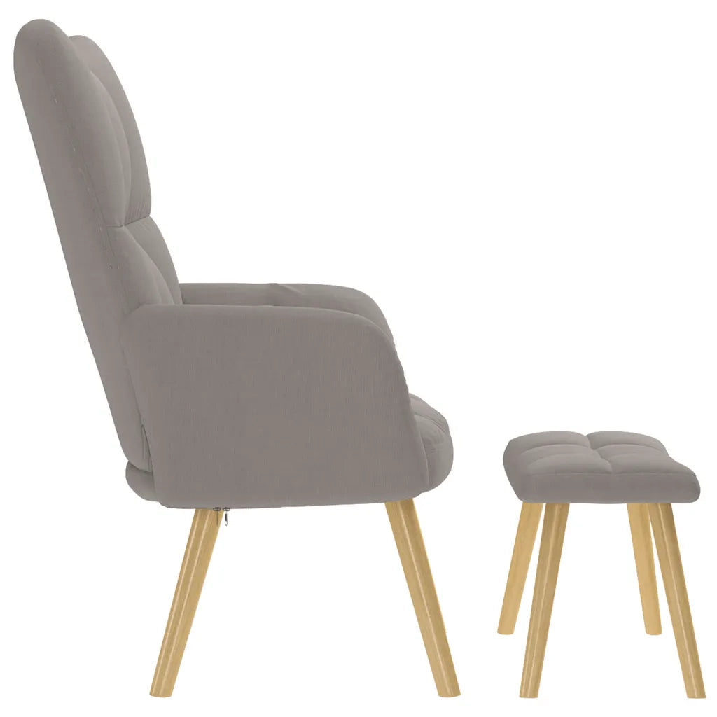 Divano Sedia-Poltrona Relax con Poggiapiedi Tortora in Tessuto 470601
