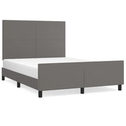 Letto matrimoniale | Letto per adulti | Giroletto con Testiera Grigio 140x200 cm in Similpelle