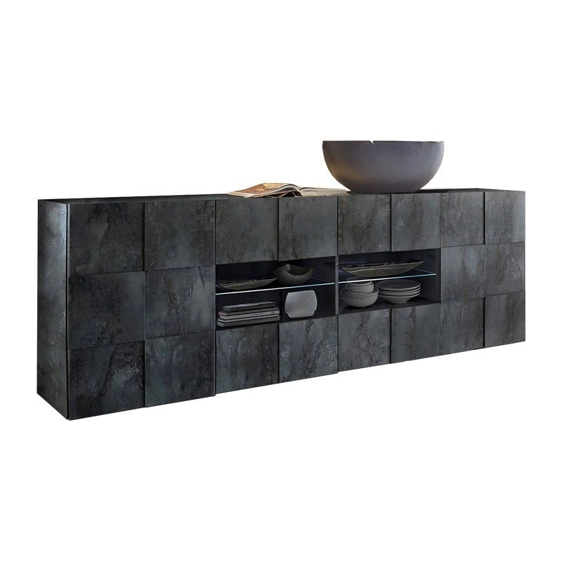 (3c) Madia 2 ante 4 cassetti in finitura ossido L.241 P.43 H.84 cm(ARTICAM2A4COS)