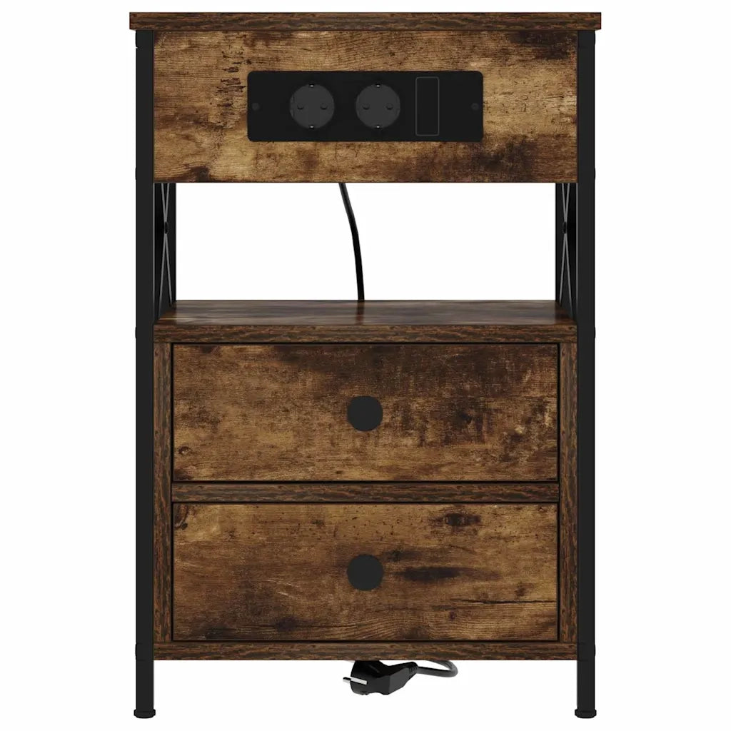Armadio da Notte con cassetto 2 pcs Rovere fumé 40 x 31 x 60 cm 859465