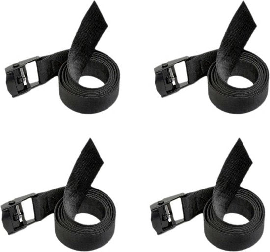 4 pezzi di corda di sostegno in poliestere da 50 cm con cinturino nero e chiusura in acciaio inossidabile per biciclette, borse e trolley