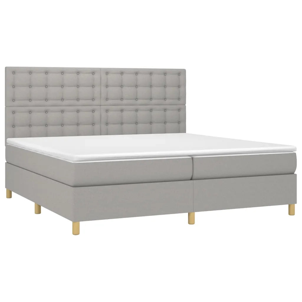 Letto a Molle Materasso e LED Grigio Chiaro 200x200 cm Tessuto cod mxl 57808