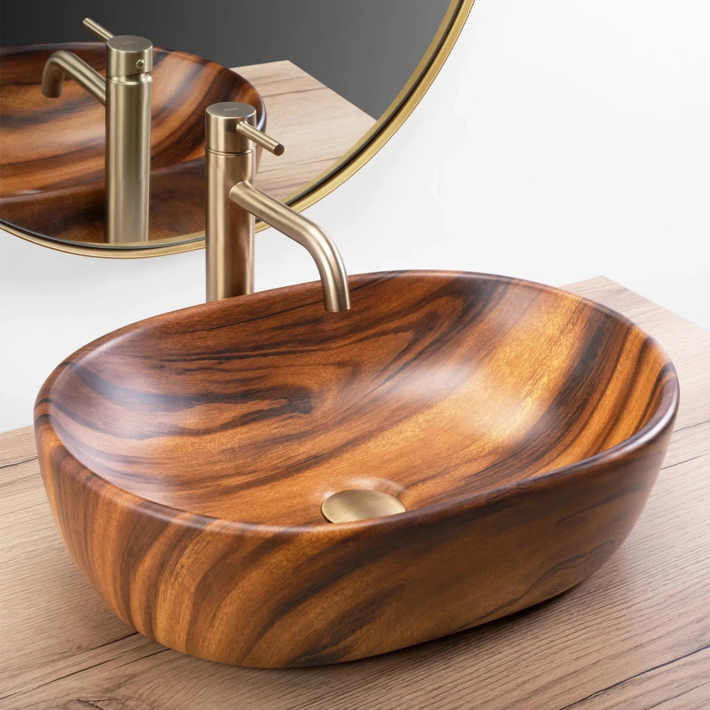 Lavabo Da Appoggio Rea Amelia Wood Matt