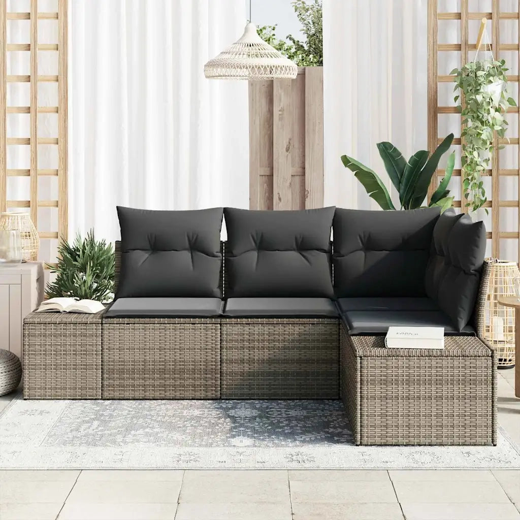 Set Divano da Giardino 4 pcs Grigio polyrattan 3347039