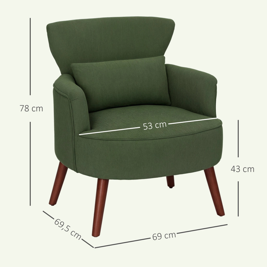 Poltrona ¨C Zephmum ¨C Verde Tessuto Imbottita con Cuscino Lombo
